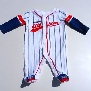 Daddy's All Star Baseball One Piece Size 0-3 Months Red White Blue Koala Baby